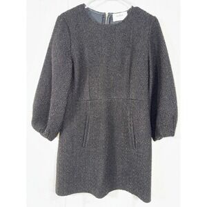 NWT Ba&sh Dress Elegant Textured Tweed Marron Dress sz 2 NEW Robe Melba
